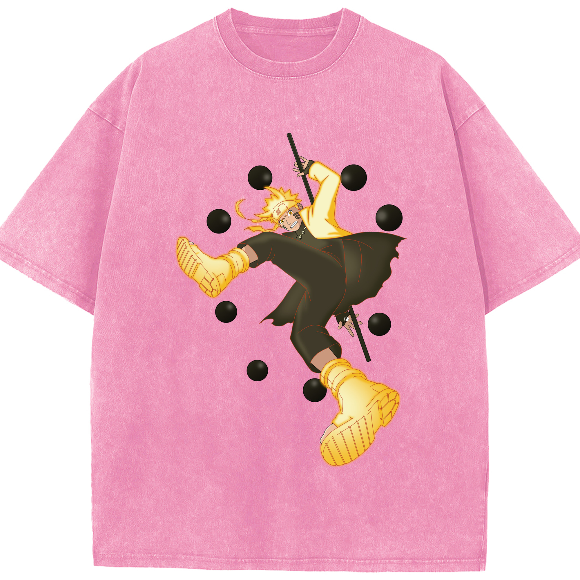 （画像用） NARUTO -ナルト- うずまき ナルト Uzumaki Naruto 綿100% ヴィンテージ風 半袖Tシャツ（フロントプリント）